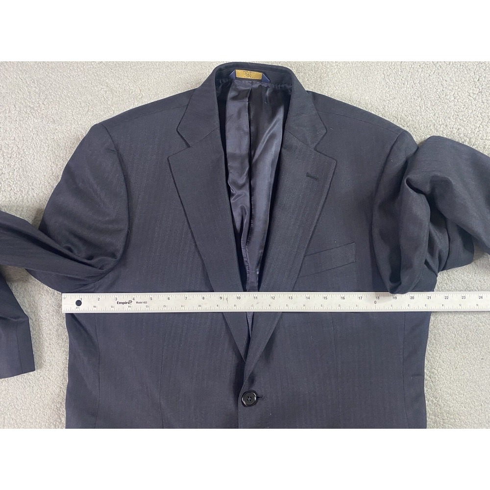 Brooks Brothers Suit Jacket 41 R Navy Wool Herringbone 346 Stretch Business - Picture 3 of 16